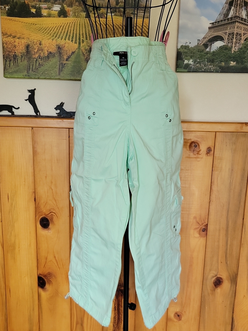 Style & Co. Women's Mint Green Cargo Capri Pants